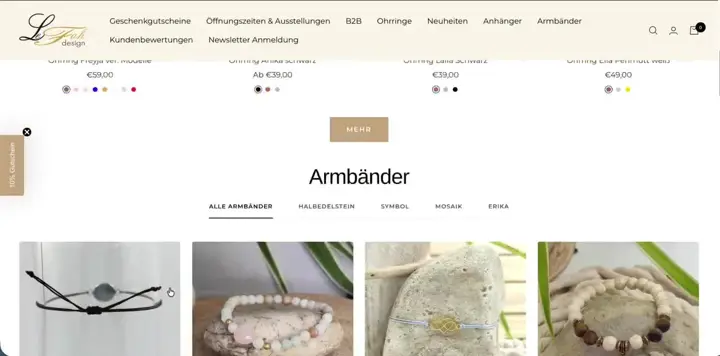 Screenshot of the LeFah Design online shop